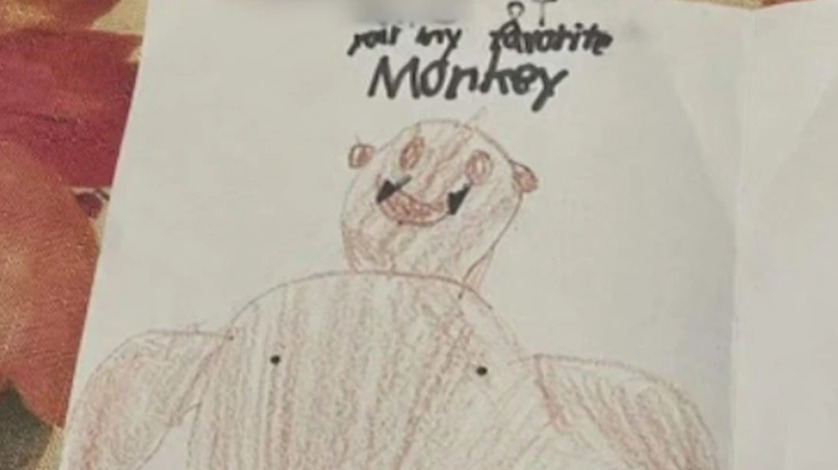 A racist drawing a sixth grader allegedly gave to a fellow Black student is seen in this photo provided to KTLA.